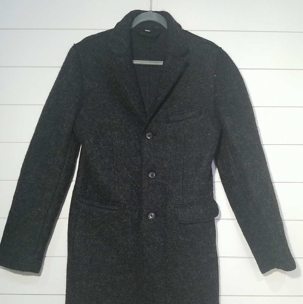 Gray Wool Three Button Peacoat